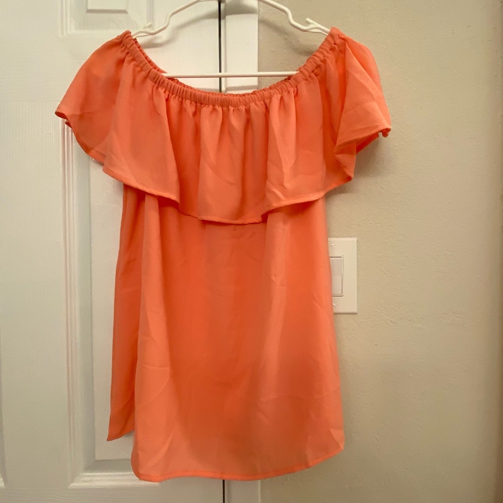 Michael Kors women’s off/on shoulder blouse flowy ruffle orange size medium NWT